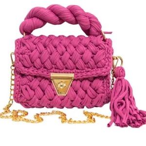 Vici - fuchsia woven mini bag with detachable gold Crossbody chain, NWOT